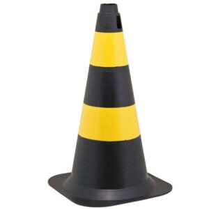 Cone de Sinalização 75cm Preto e Amarelo