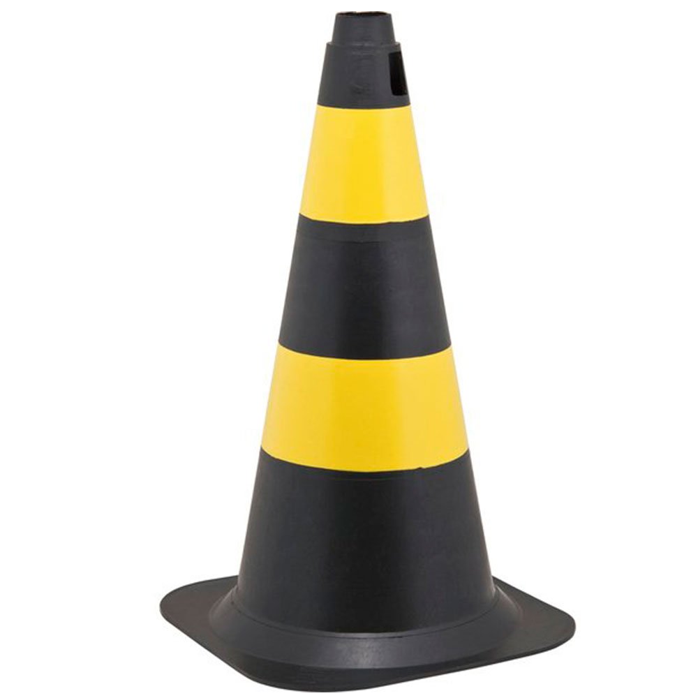 Cone de Sinalização 75cm Preto e Amarelo